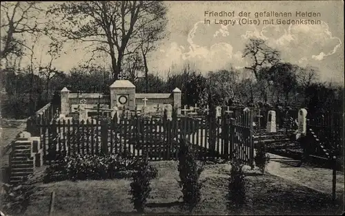 Ak Lagny Oise, Friedhof der gefallenen Helden mit Gedenkstein, 1. WK