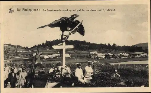 Ak Philippinen, L'Aigle americain, sur la tombe de martyr de la patrie