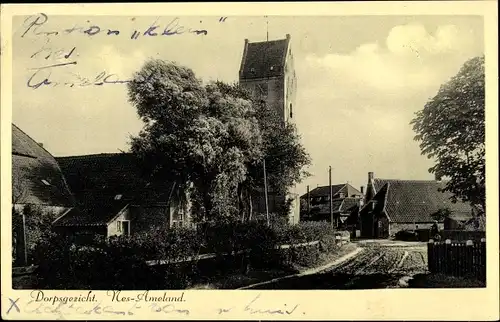 Ak Nes Ameland Friesland Niederlande, Dorpsgezicht, Kirche