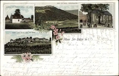 Litho Obernai Elsass Bas Rhin, Odilienberg, Mont Sainte Odile, Kloster