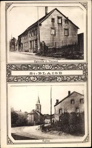 Ak Saint-Blaise-la-Roche Elsass Bas Rhin, Eglise, Epicerie