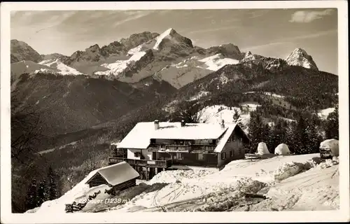 Ak Garmisch Partenkirchen in Oberbayern, Berggasthof Eckbauer, Winter