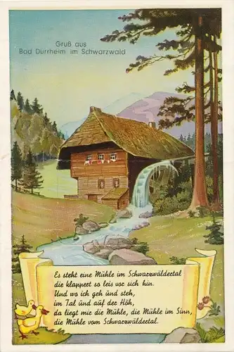 Leporello Ak Bad Dürrheim Baden Württemberg, Wassermühle, Gedicht