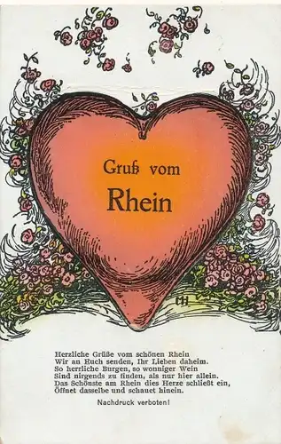 Künstler Ak, Rhein, Herz, Gedicht