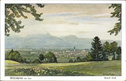 Künstler Ak Sieck, Rudolf, Rosenheim Oberbayern, Panorama