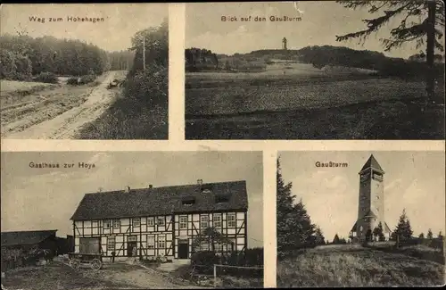 Ak Dransfeld in Niedersachsen, Gasthof zur Hoya, Weg z. Hohehagen, Gaußturm