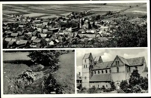 Ak Fredelsloh Moringen Niedersachsen, Fliegeraufnahme vom Ort, Gasthof zum braunen Hirsch, Bach