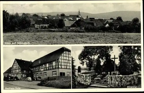 Ak Hohnstedt in Niedersachsen, Teilansicht, Gasthof Dolle, Ehrenmal