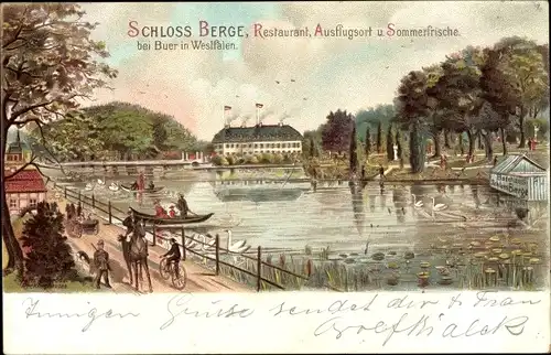 Litho Buer Gelsenkirchen im Ruhrgebiet, Restaurant und Ausflugsort Schloss Berge