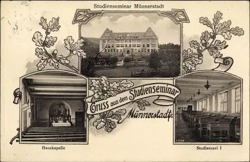 Ak Münnerstadt in Unterfranken Bayern, Studienseminar, Studiersaal I, Hauskapelle