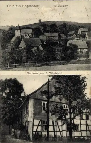 Ak Hegensdorf Büren in Westfalen, Gesamtansicht, Gasthaus