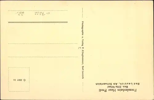 Ak Bad Lausick in Sachsen, Fremdenheim Haus Fredi, Bes. Otto Nösel, Am Schwanteich