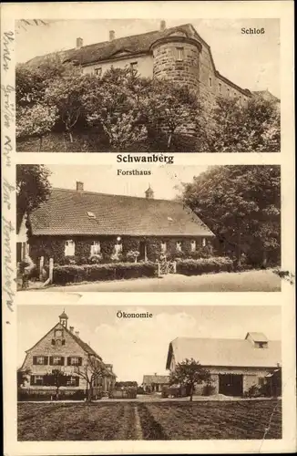 Ak Rödelsee in Mainfranken Bayern, Schloss Schwanberg, Forsthaus, Ökonomie