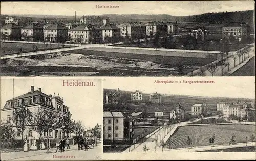 Ak Heidenau in Sachsen, Harlanstraße, Hauptstraße, Albertplatz, Margaretenstraße