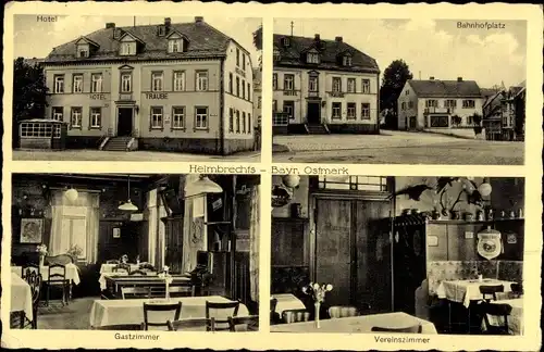 Ak Helmbrechts in Oberfranken, Hotel Traube, Bahnhofplatz