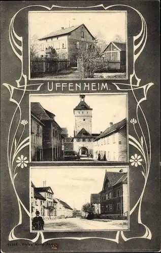 Passepartout Ak Uffenheim in Mittelfranken, Teilansichten, Straßenpartie