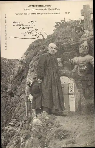 Ak Rotheneuf Ille-et-Vilaine, L'Ermite du Haute Folie, Rochers sculptés