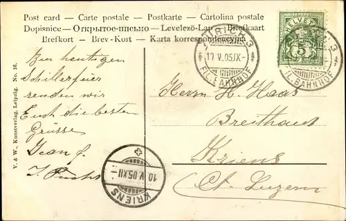 Präge Künstler Ak Dichter und Schriftsteller Friedrich von Schiller, Don Carlos, 100. Todestag 1905