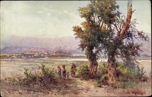 Künstler Ak Perama Korfu Griechenland, Dorfpartie