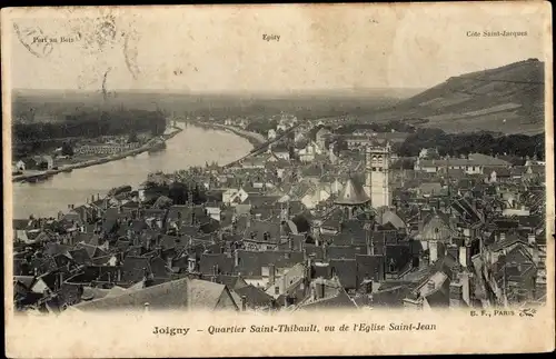 Ak Joigny Yonne, Quartier Saint Thibault, vu de l'Eglise Saint Jean