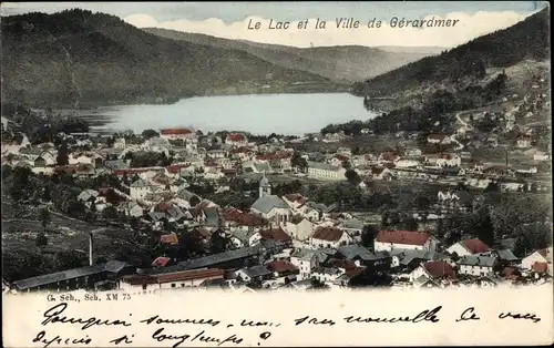 Ak Gérardmer Lothringen Vosges, Le Lac, La Ville