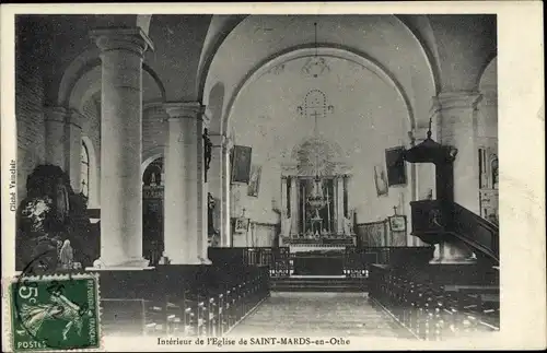 Ak Saint Mards en Othe Aube, Interieur de l'Eglise