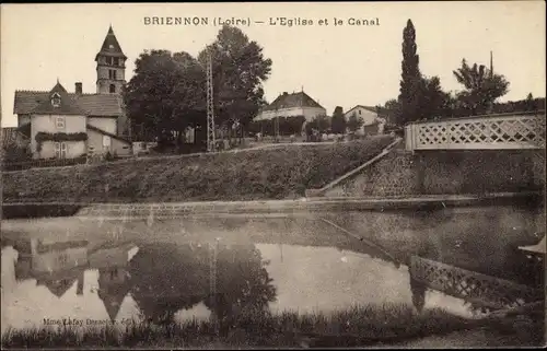 Ak Briennon Loire, L'Eglise, Le Canal