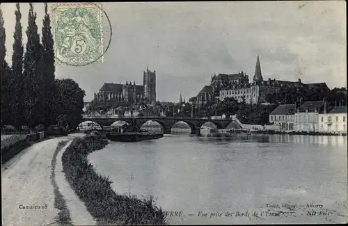 Ak Auxerre Yonne, Vue prise des Bords, de l'Yonne