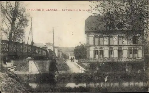 Ak Laroche Migennes Yonne, La Passerelle de la Gare