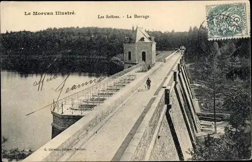 Ak Les Settons Morvan Nièvre, Le Barrage