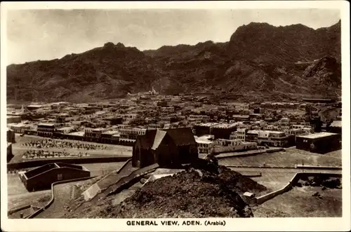 Ak Aden Jemen, Totalansicht der Stadt, Berge