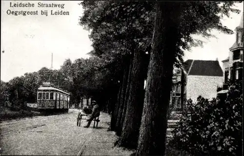 Ak Leiden Südholland Niederlande, Leidsche Straatweg, oegstgeest bij Leiden, Katwijker Tram ca.1915
