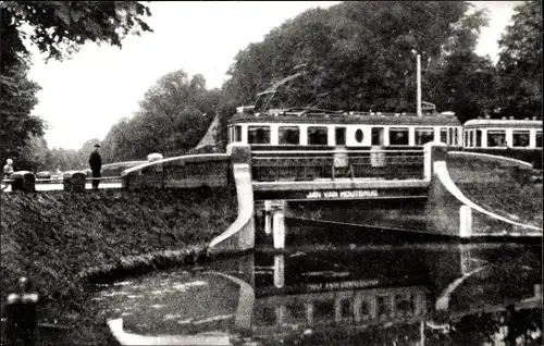 Ak Leiden Südholland Niederlande, J. v. Houtbrug, elect. Tram Leiden - Den Haag - Scheveningen 1925