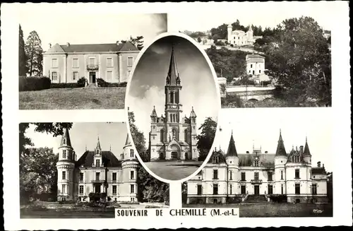 Ak Chemillé Maine-et-Loire, Châteaux, Panorama, Église