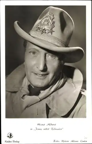 Ak Schauspieler Hans Albers, Jonny rettet Nebrador, Portrait, Cowboyhut