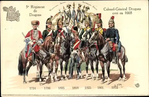 Ak 5e Regiment de Dragons, Colonel General Dragons, Uniformen 1724-1912