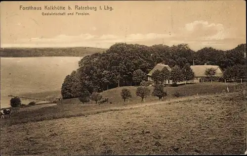 Ak Kalkhütte Römnitz in Lauenburg, Forsthaus Kalkhütte, Gastwirtschaft und Pension