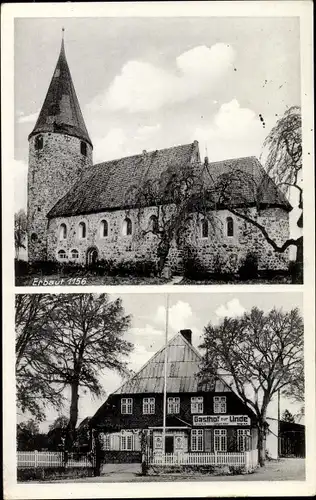 Ak Ratekau in Holstein, Gasthof Zur Linde, Kirche