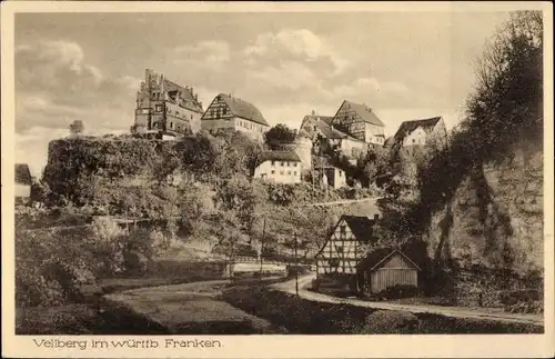 Ak Vellberg in Württemberg, Blick auf den Ort, Am Fuße der Stöckenburg