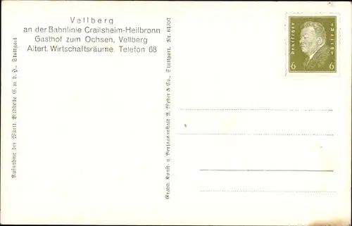 Ak Vellberg in Württemberg, Gesamtansicht, Stöckenburg