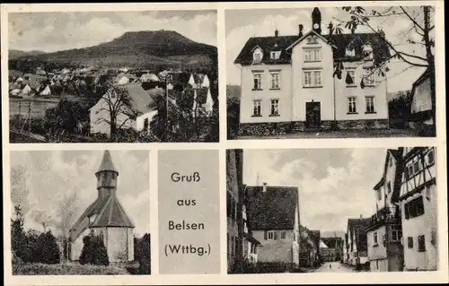 Ak Belsen Mössingen in Württemberg, Teilansicht, Straßenpartie, Kirche
