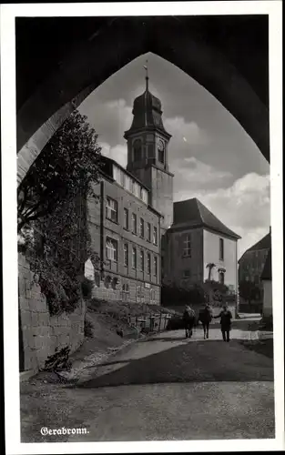 Ak Gerabronn in Württemberg, Straßenpartie, Pferde, Turm, Uhr