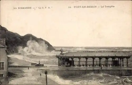 Ak Port en Bessin Calvados, La Tempete