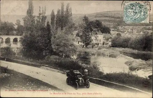 Ak Pont d'Ouilly Calvados, Le Moulin et le Pont du Vey