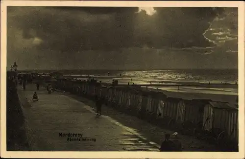 Ak Norderney in Ostfriesland, Abendstimmung an der See