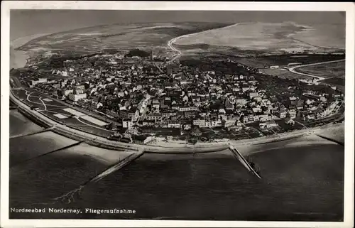 Ak Norderney in Ostfriesland, Totalansicht, Fliegeraufnahme