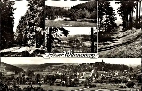 Ak Bad Wünnenberg in Westfalen, Fischteiche, Gesamtansicht, Aamühle, Aatal
