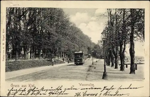 Ak Hansestadt Kiel, Wasserallee, Straßenbahn