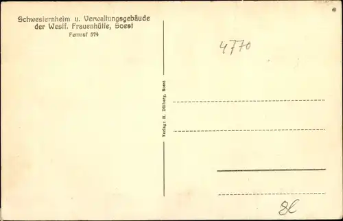 Ak Soest in Westfalen, Schwesternheim u. Verwaltung der Westfälischen Frauenhilfe