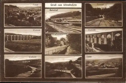 Ak Altenbeken in Westfalen, Total, Viadukt, Bahnhof, Straßenpartie